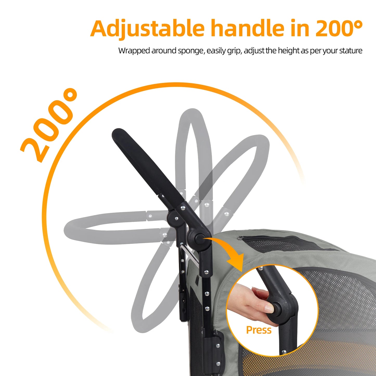 Portable Foldable Large Breed Dog Stroller With Four Wheels