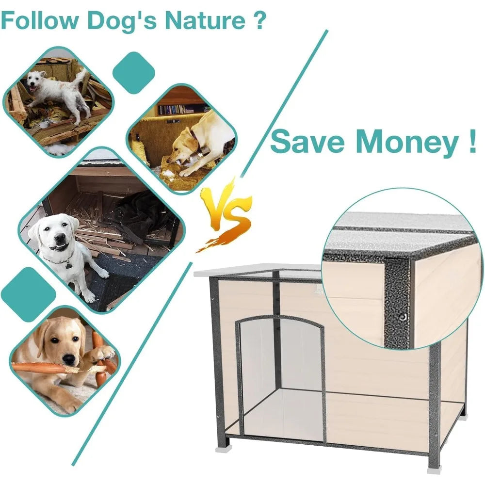 Outdoor Heated Dog House With Anti Chew Frame Insulated Shelter