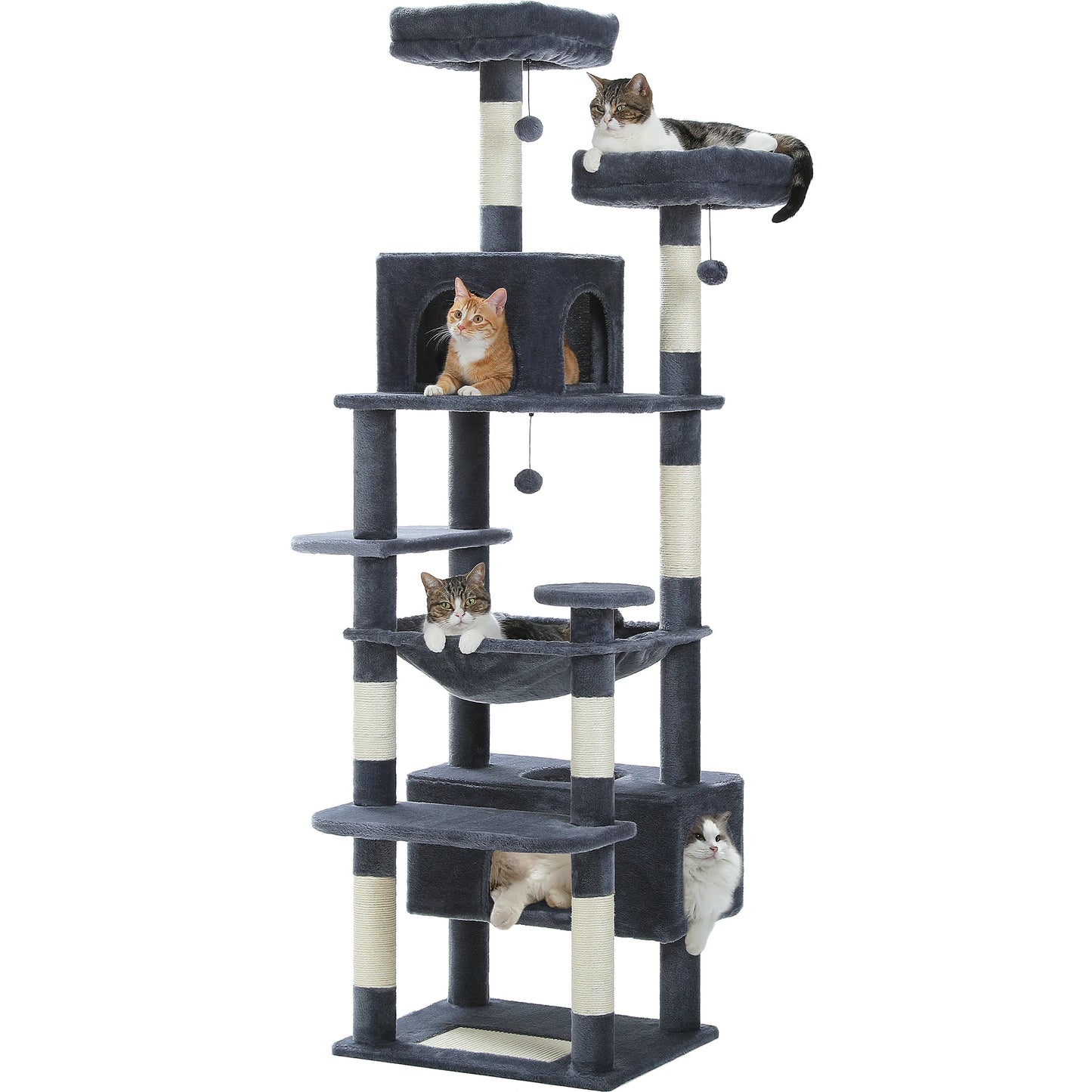 PEQULTI Multi Level Cat Tree Tower With Scratching Posts Hammock