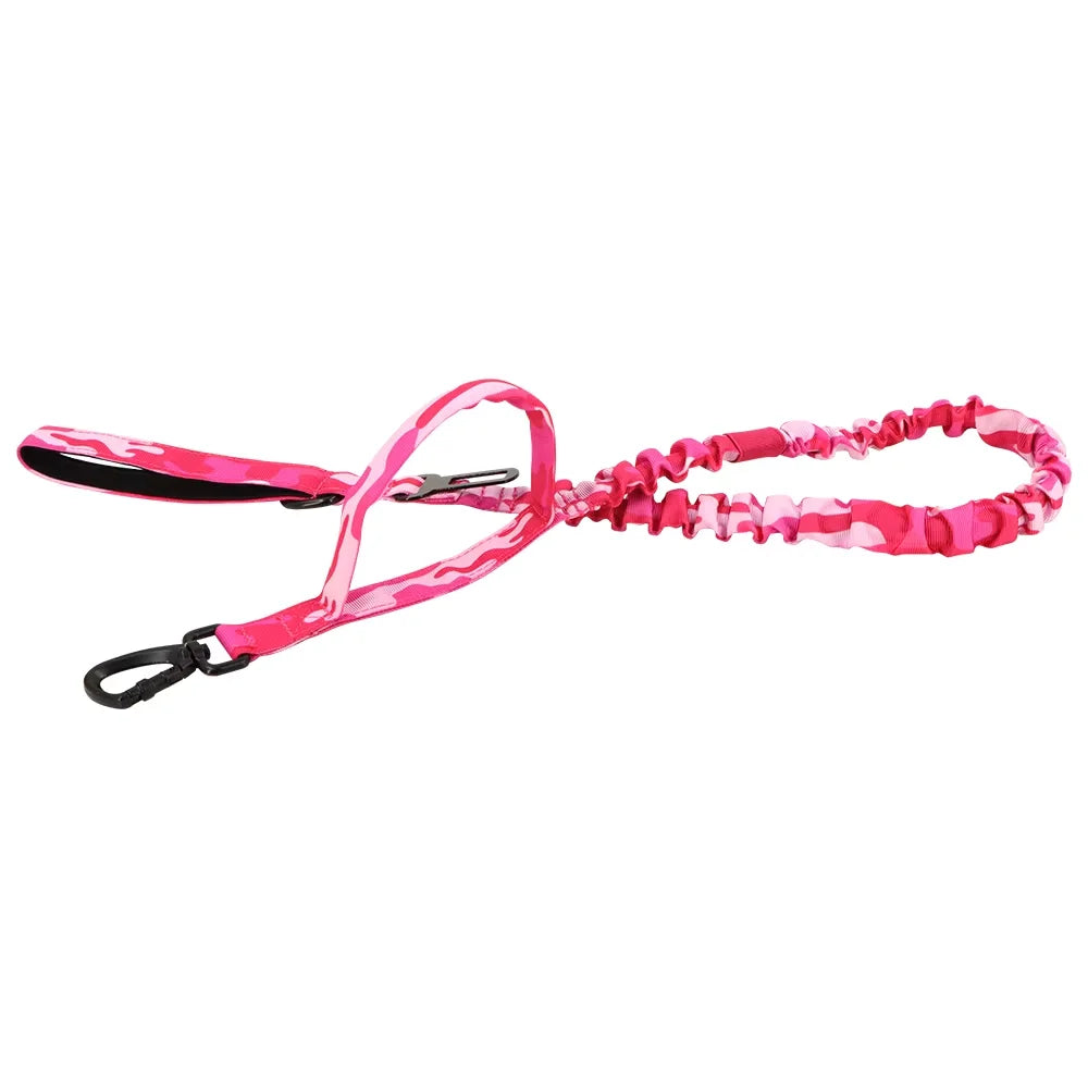 Military Dog Leash With Quick Release Elastic Rope Dual Handles