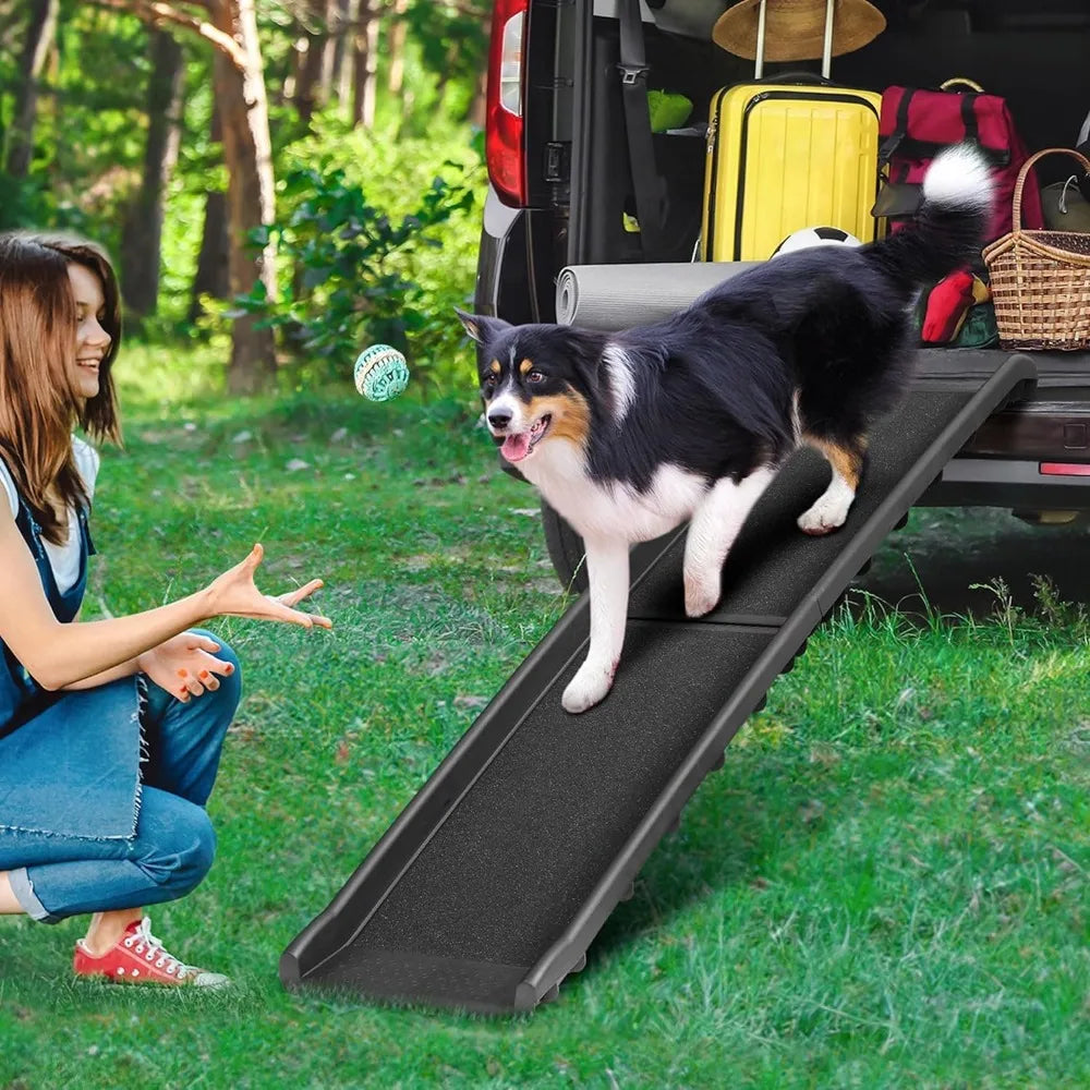 Folding Dog Ramp For Cars And SUVs With Raised Side Rails