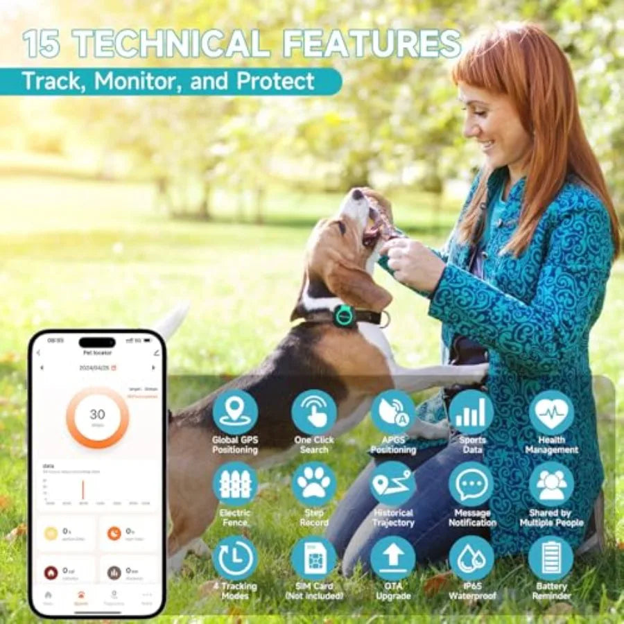 Mini GPS Tracker for Dogs and Cats With Health Monitor Waterproof
