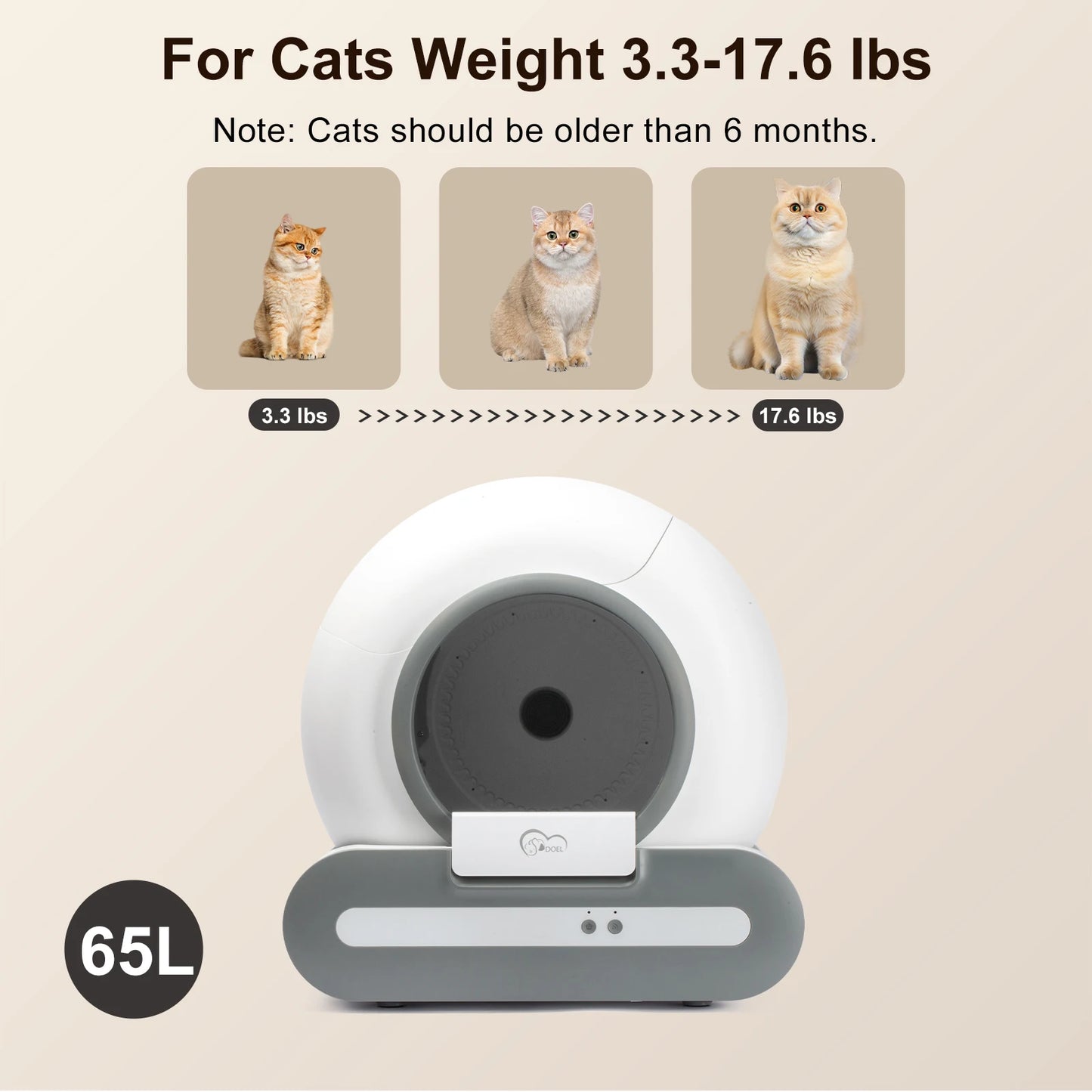 DOEL Smart Self Cleaning Cat Litter Box App Control WiFi