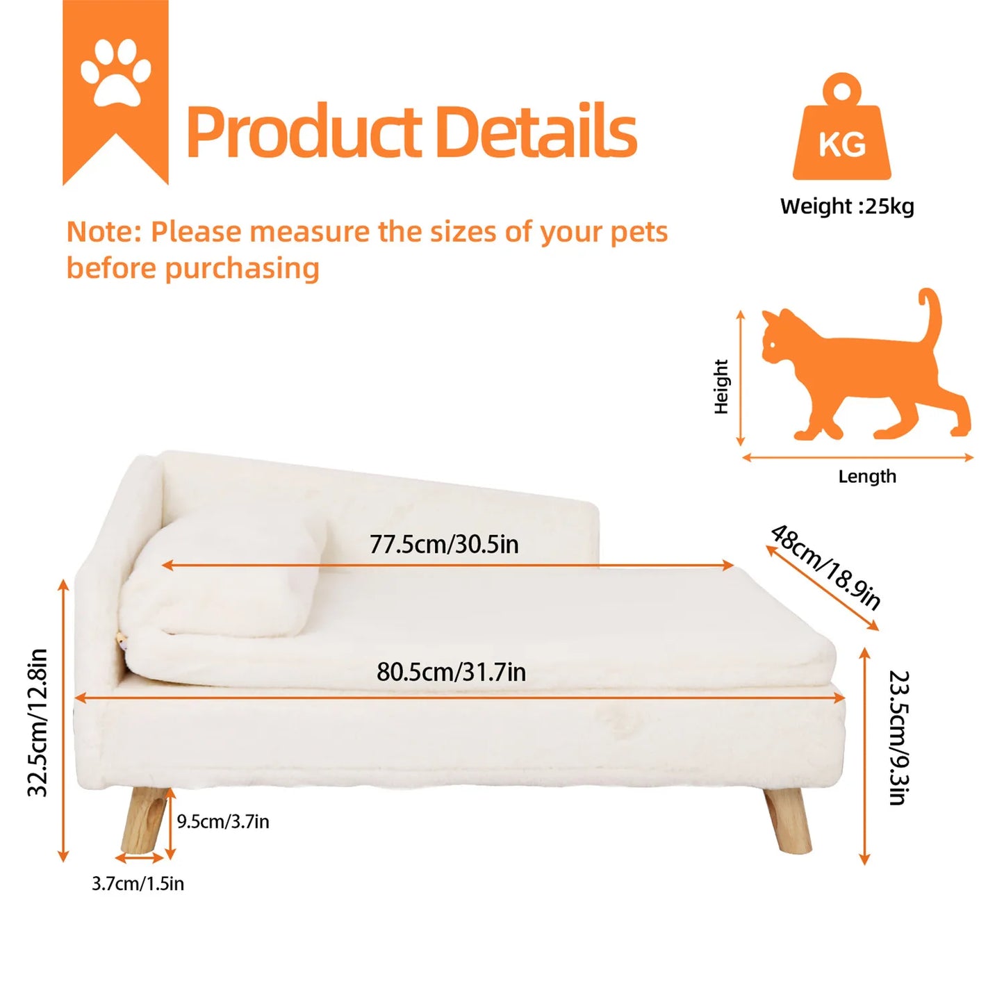 BINGOPAW Waterproof Pet Sofa Bed Raised Lounger For Dogs Cats