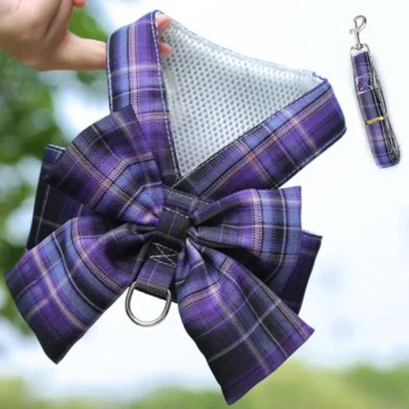 Cute No Pull Dog Harness Set With Leash And Bowtie
