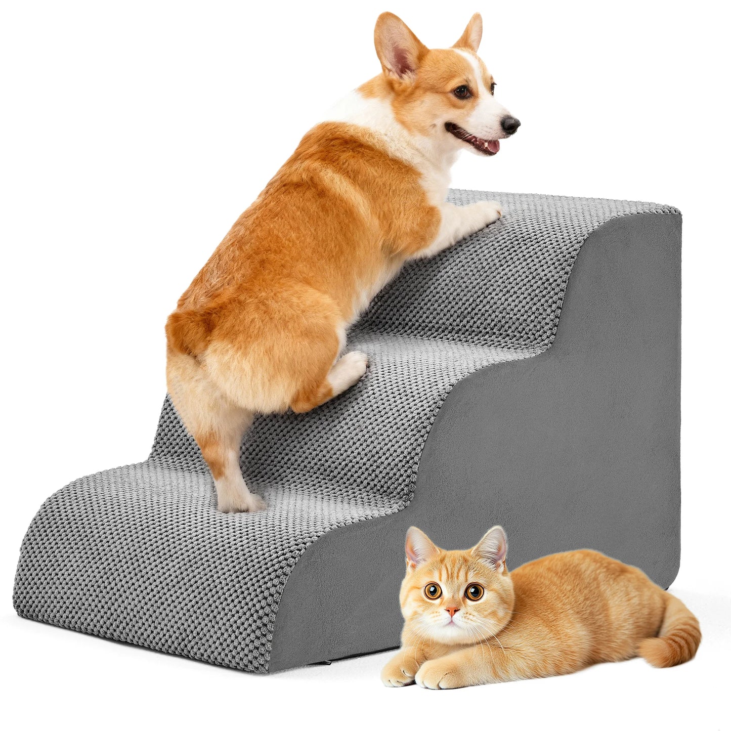 High-Density Foam Dog Stairs Indoor Non-Slip 3-5 Steps