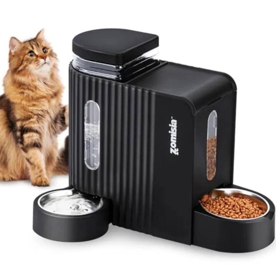 Gravity Cat Feeder And Water Dispenser With Stainless Steel Bowls