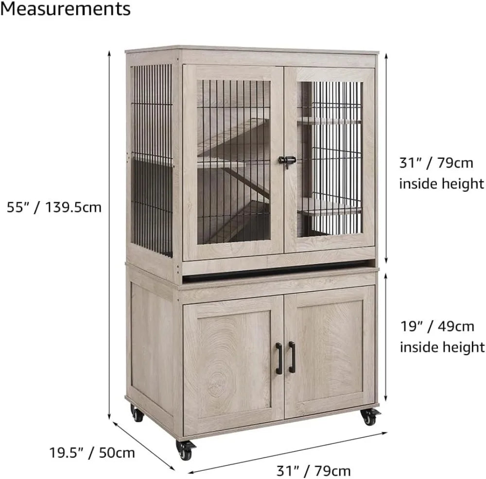 Multi Level Small Animal Cage With Ramps Platforms Wheels