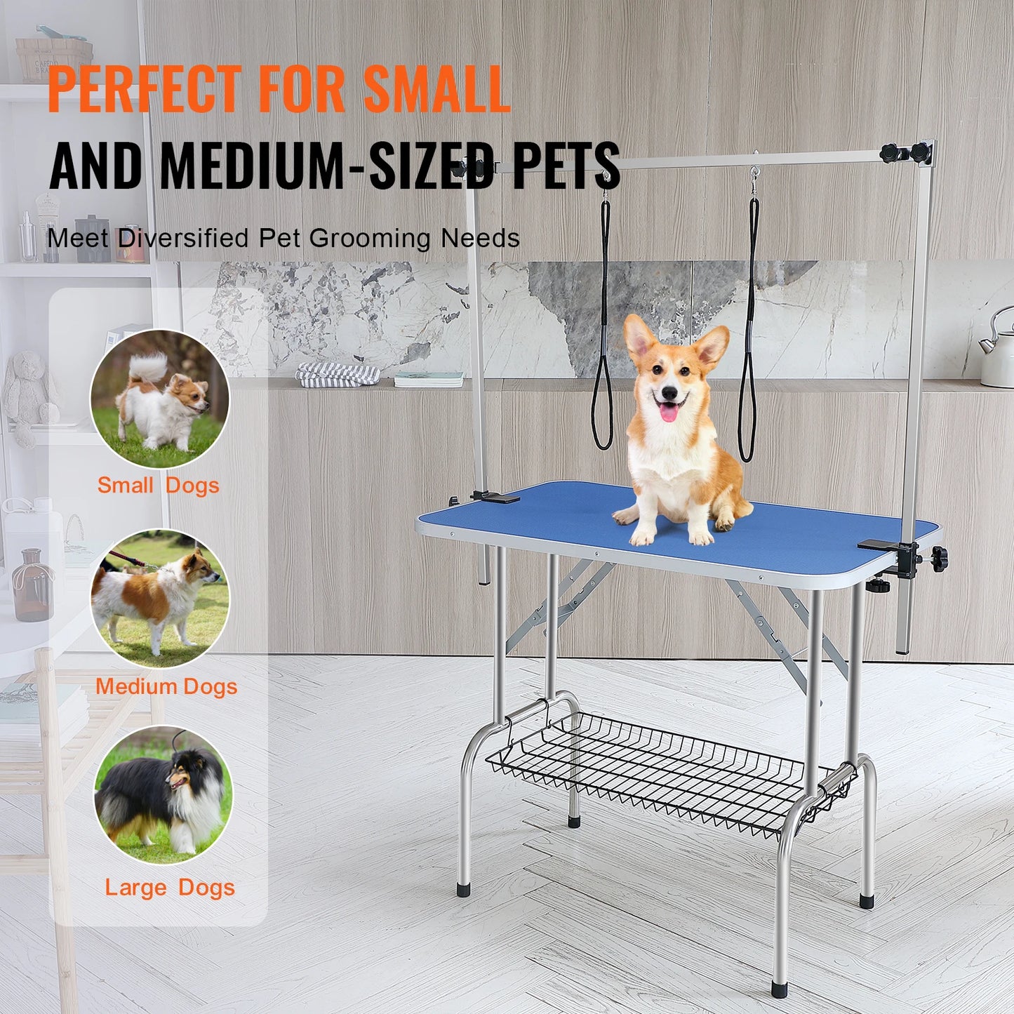 SucceBuy Stainless Steel Pet Grooming Table With Clamp And Loop