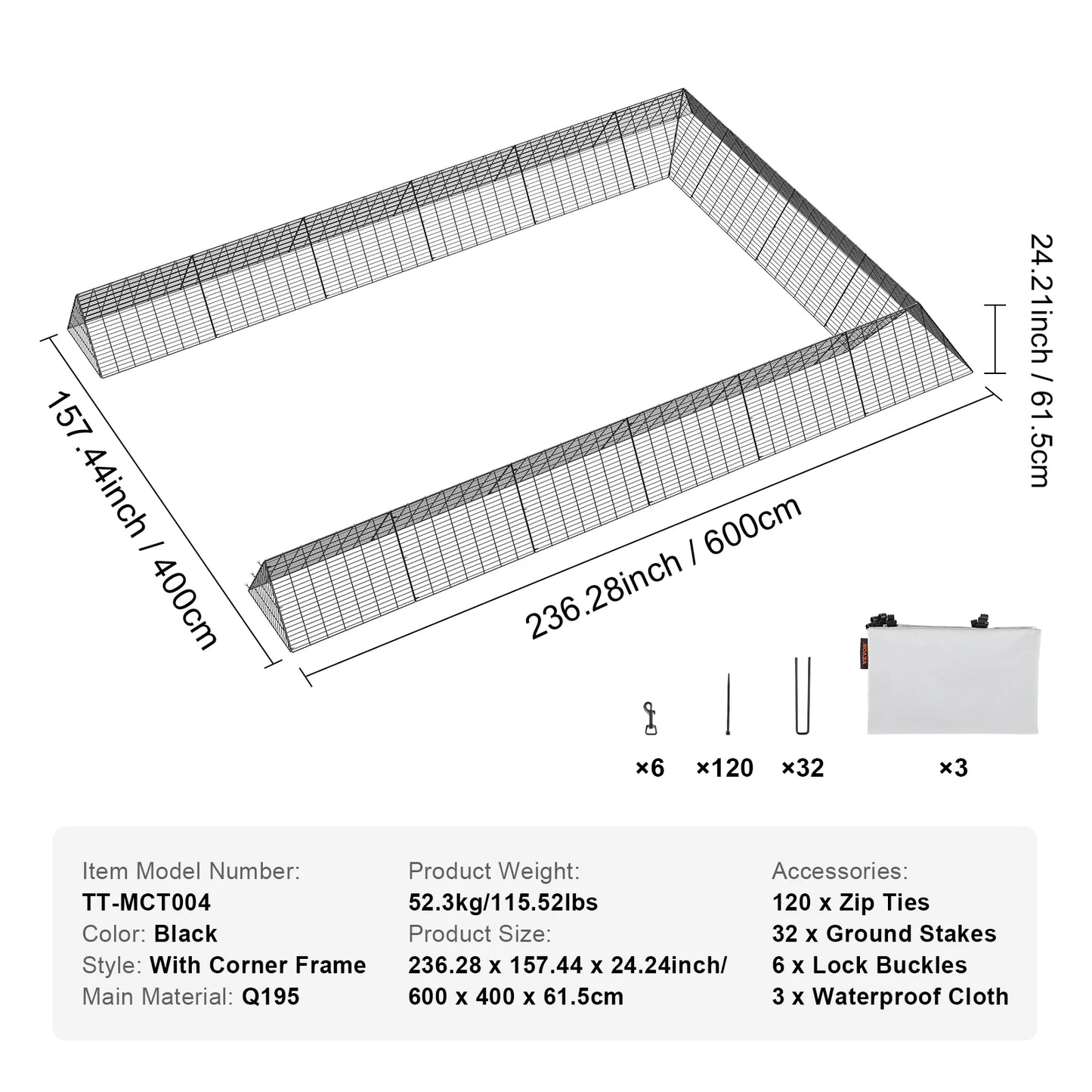 SucceBuy Portable Chicken Tunnels With Corner Frame
