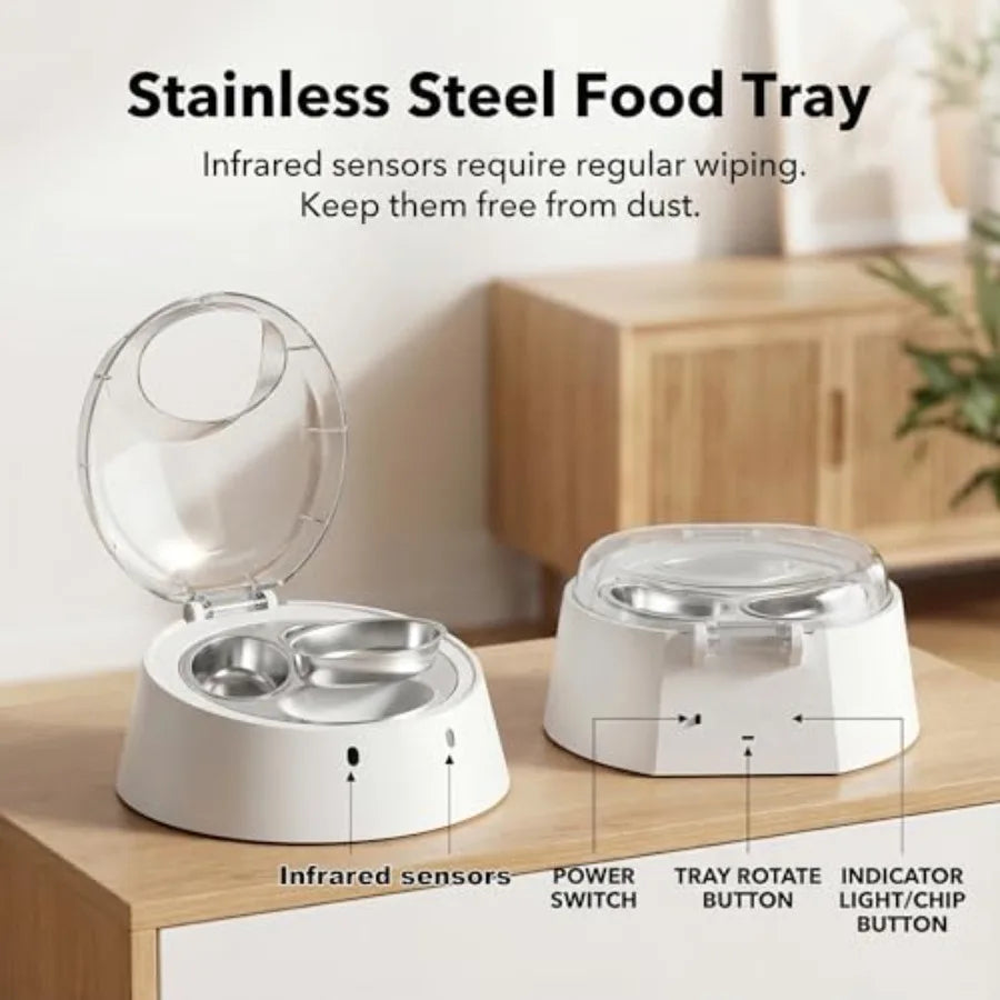 RFID Cat Feeder With Stainless Steel Bowls Dog Proof Design Supports Diet