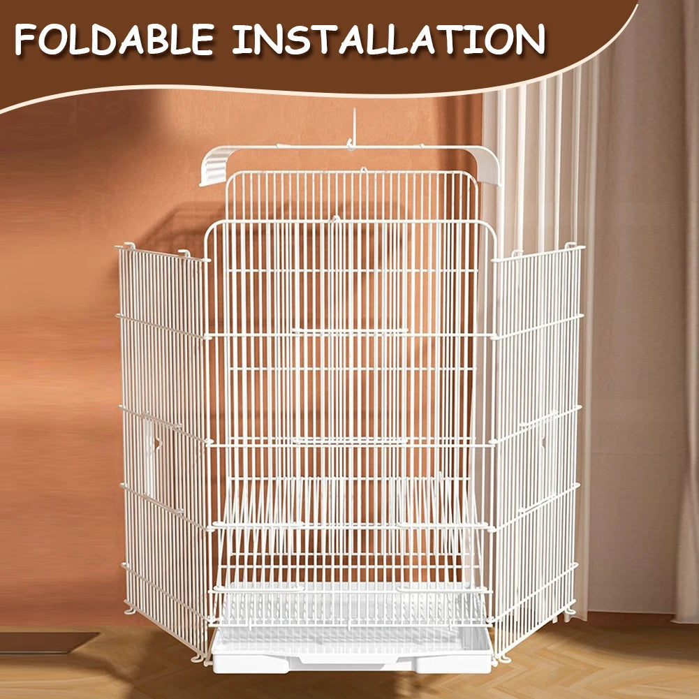 Wrought Iron Bird Cage Portable Parrot Cage With Removable Tray