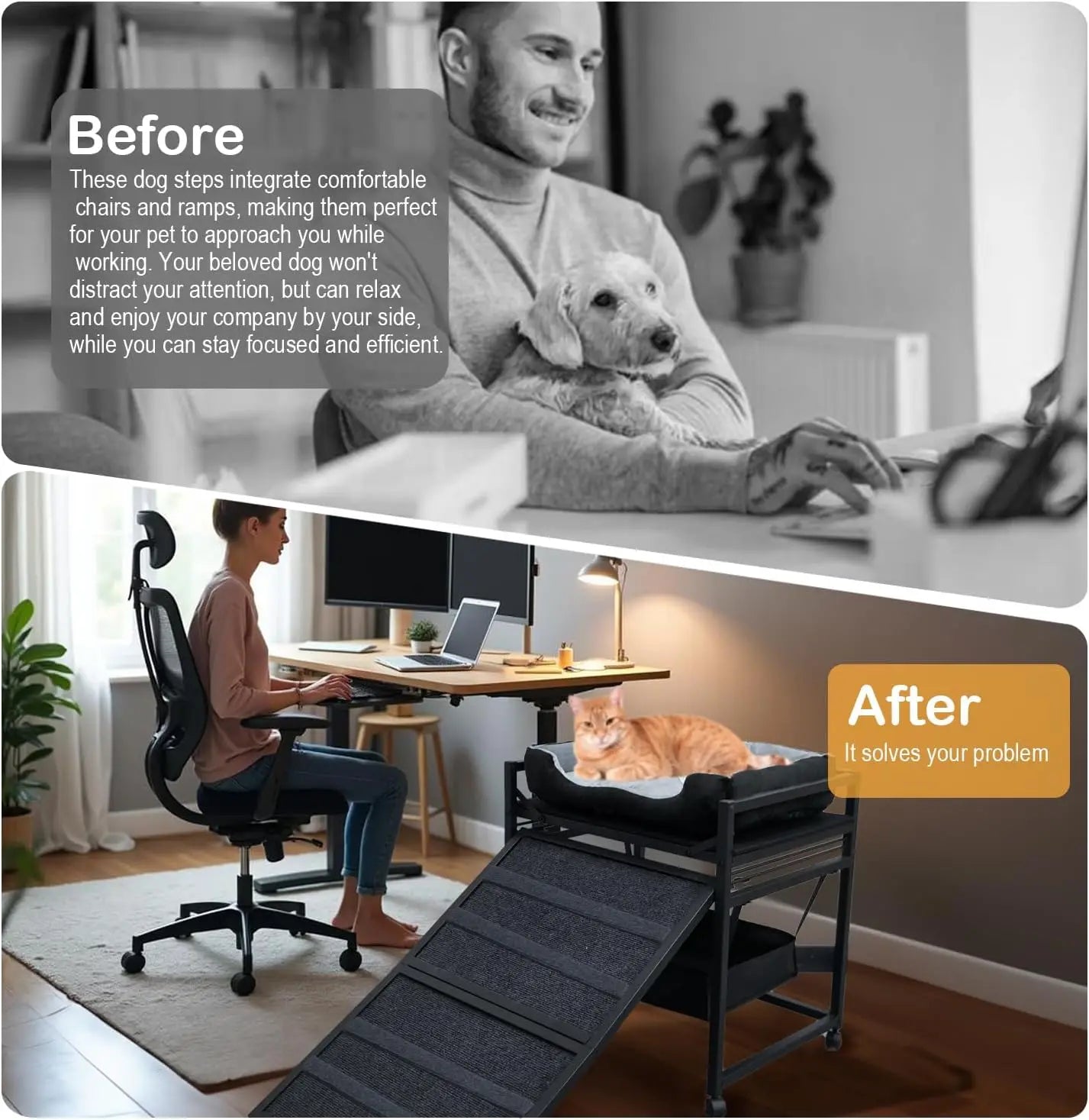 Movable Pet Stairs Ramp With Seat Folding Cat Dog Chair