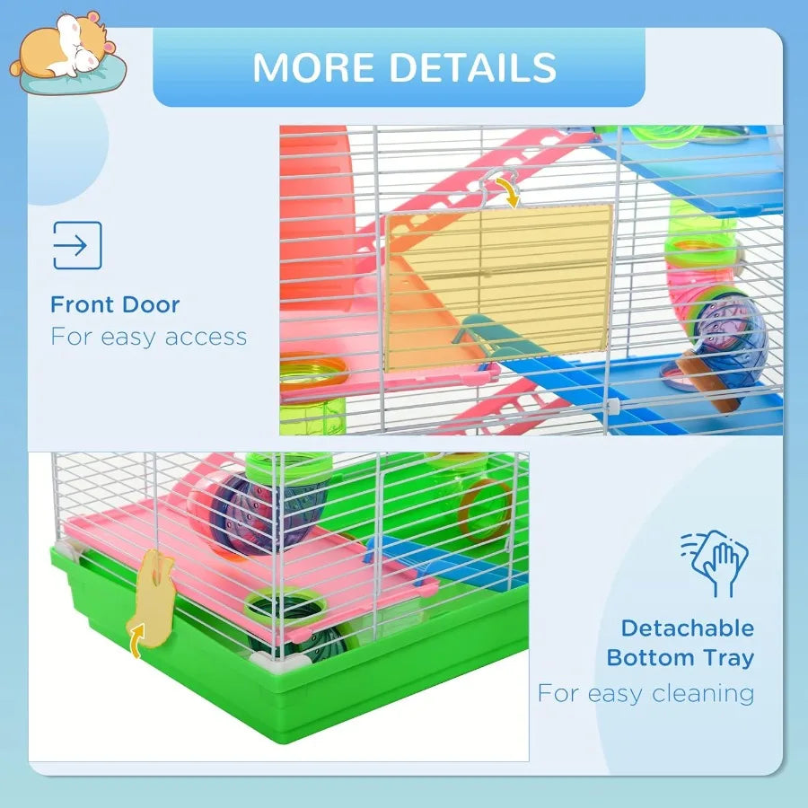 5-Tier Hamster Cage With Tubes And Tunnels Small Animal Habitat