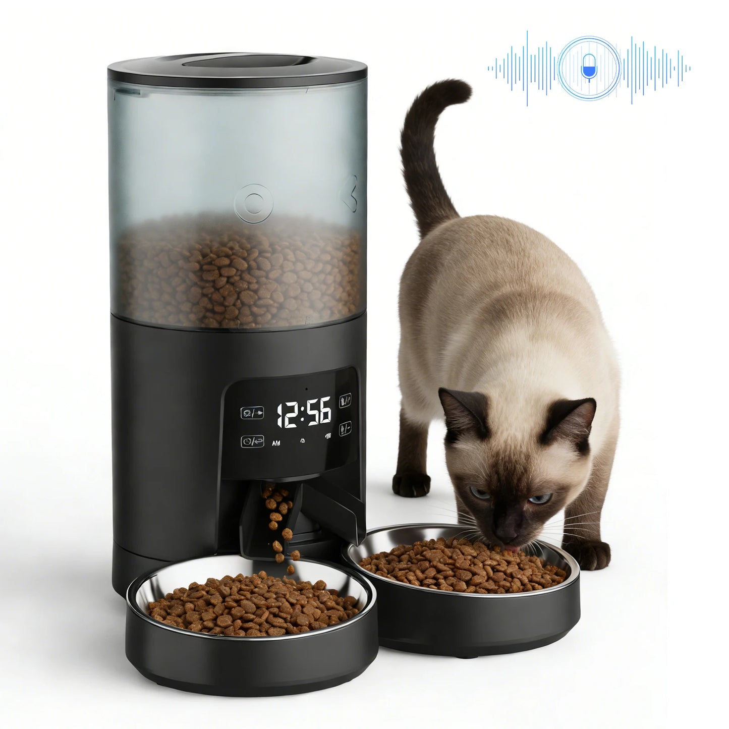 Automatic Cat Feeder Timed Dual Bowls Dual Power Supply