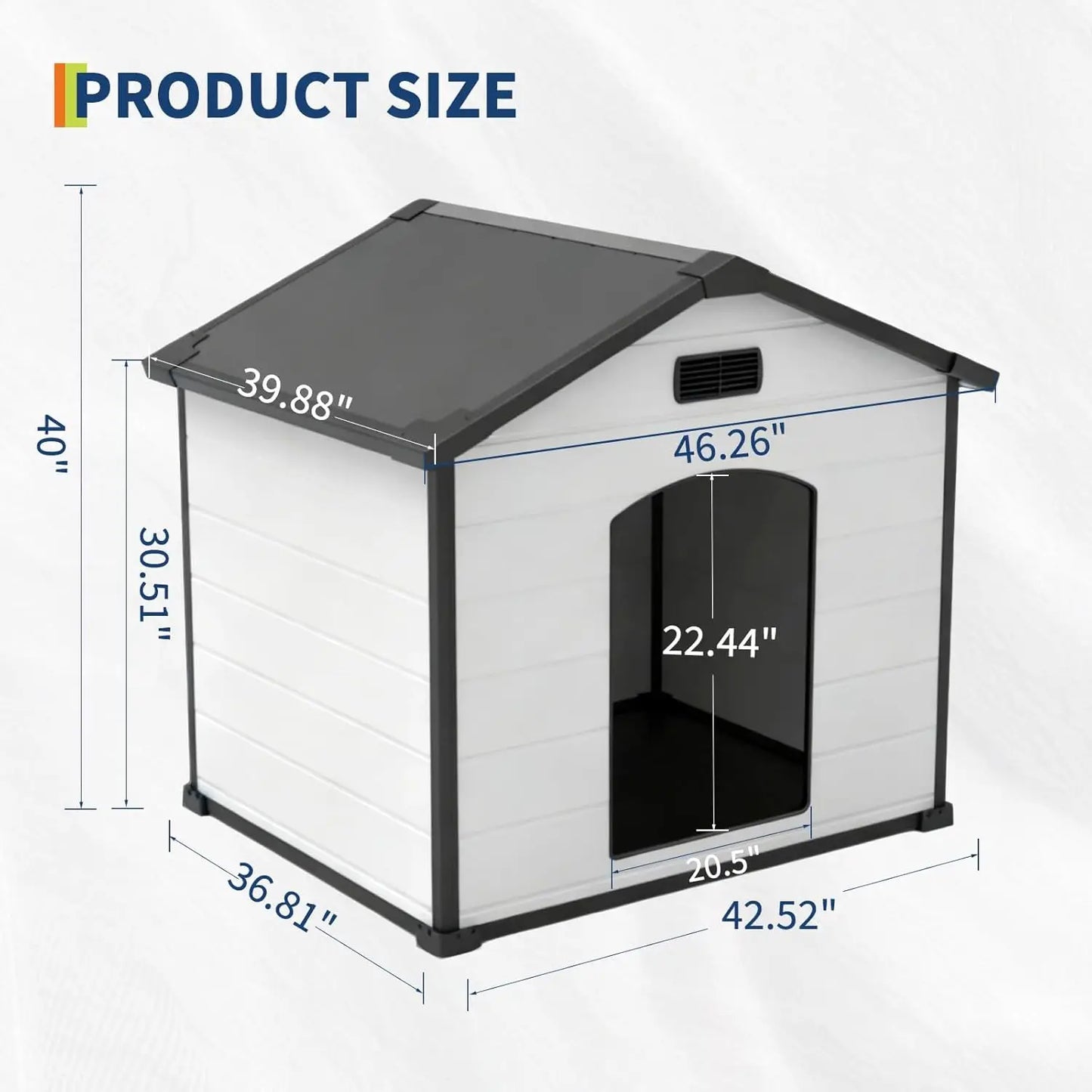 HiMISS Waterproof Indoor Outdoor Dog House UV Resistant Removable Roof