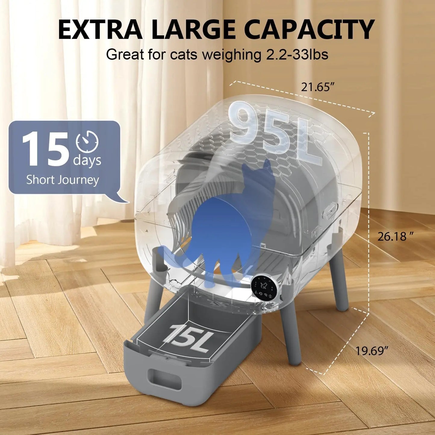 Smart Self Cleaning Cat Litter Box With App Control And Safety Protection