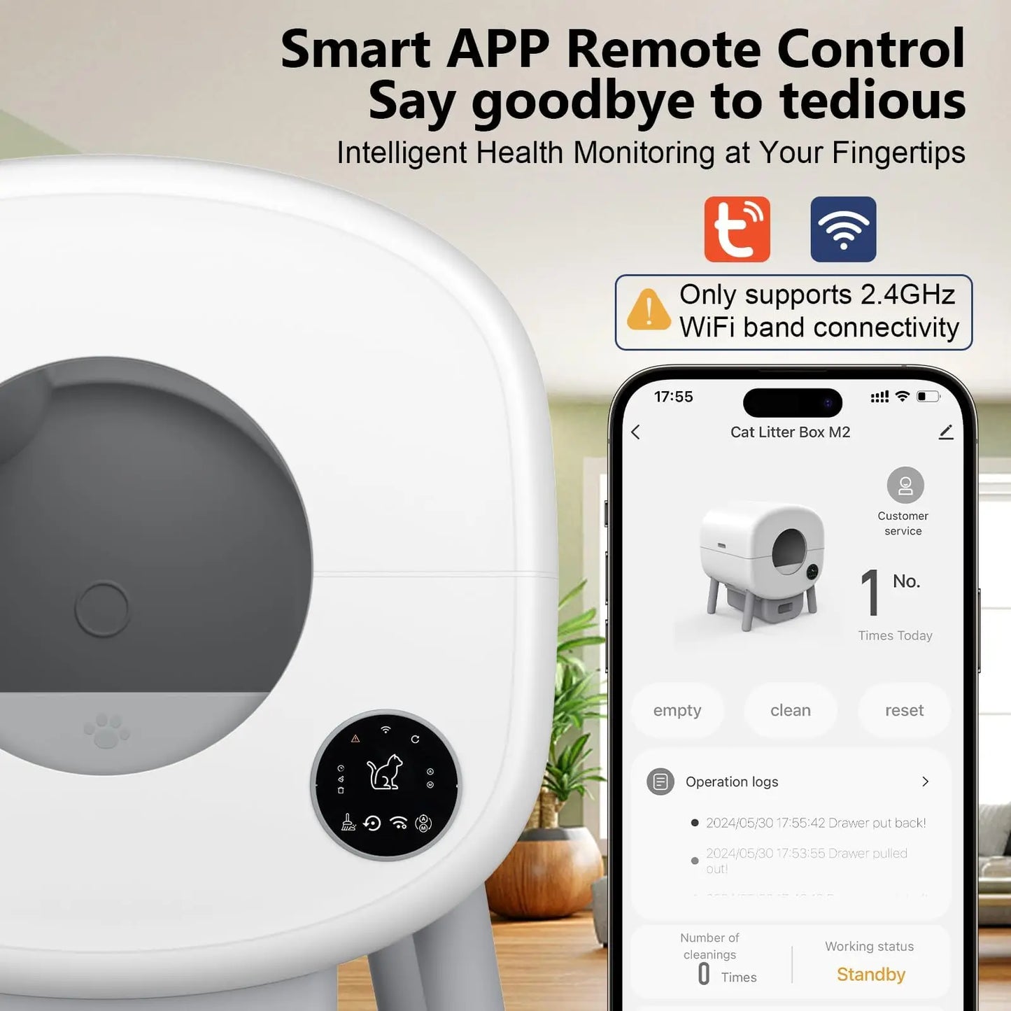 Smart Self Cleaning Cat Litter Box With App Control And Safety Protection