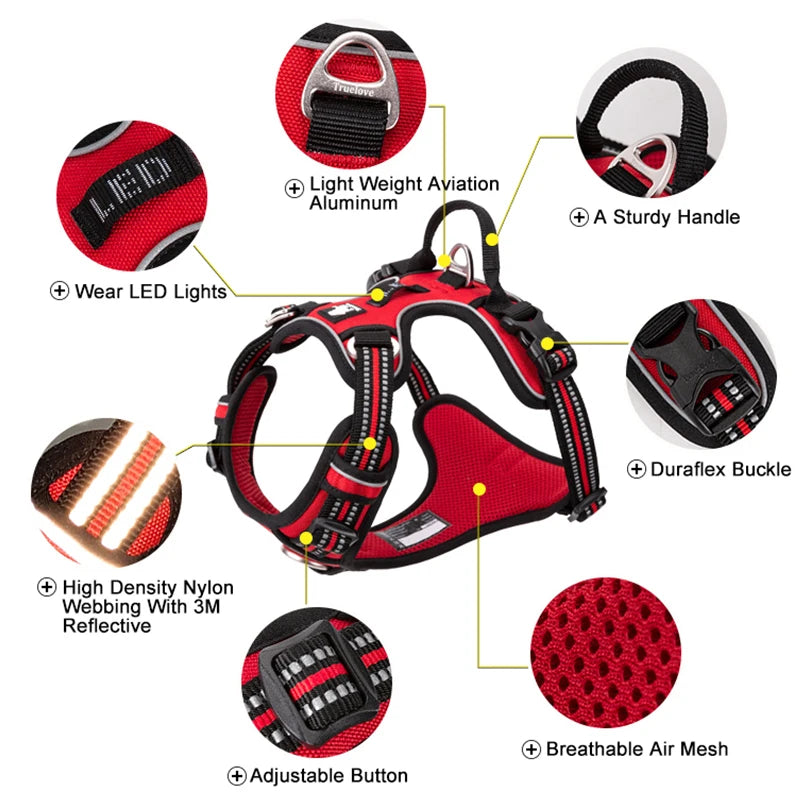 Truelove Reflective Nylon No Pull Adjustable Dog Harness