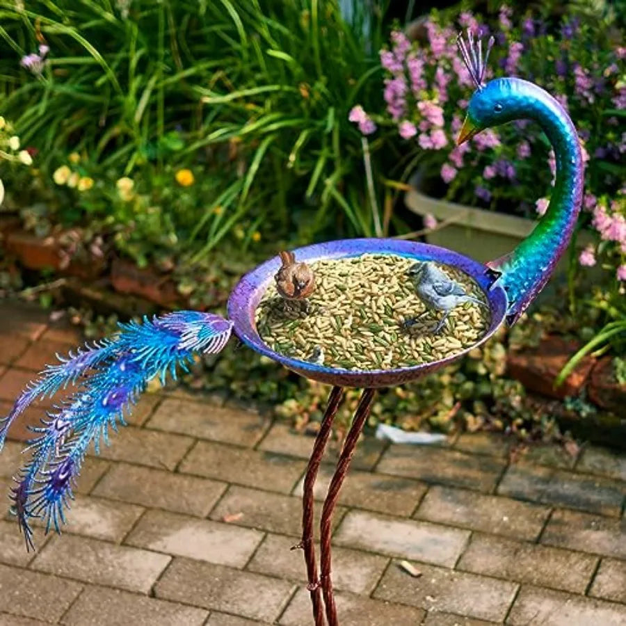Peacock Bird Bath for Outdoor Garden and Lawn Decor