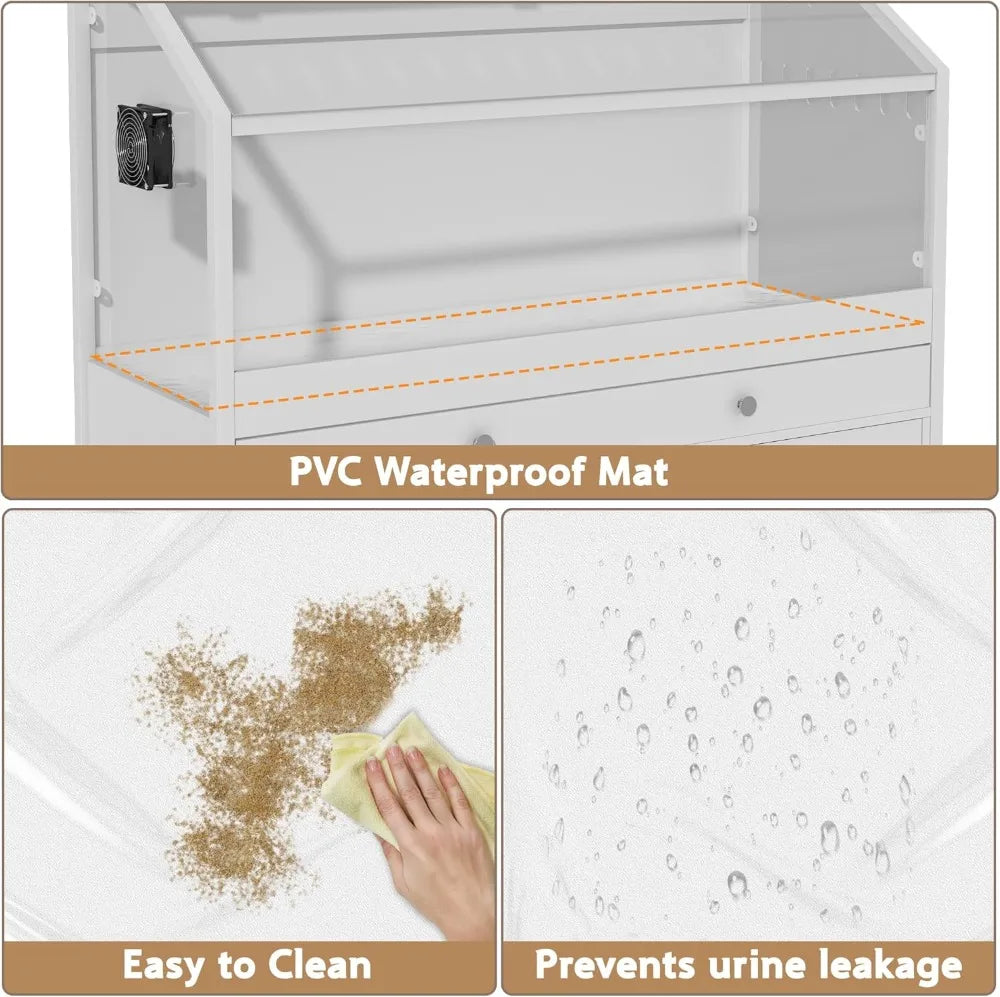Hamster Cage With LED Lights And Storage Cabinet For Pets
