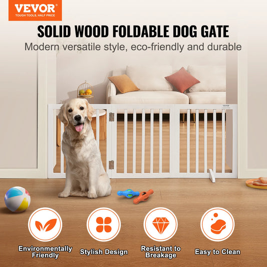 Freestanding Foldable Dog Gate 3 Panels Narrow Passageways Expandable Barrier