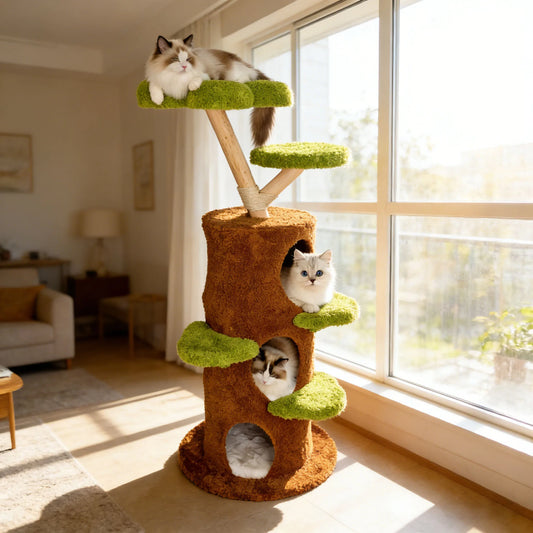 BINGOPAW Five Level Cat Tree With Plush Cave Scratching Post