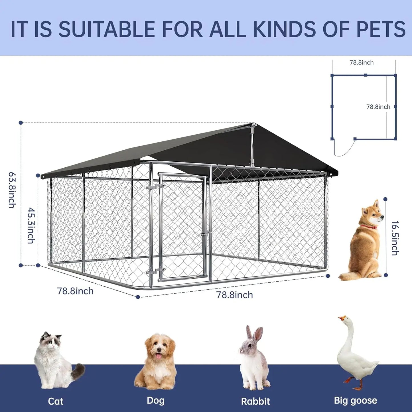 Heavy Duty Outdoor Dog Kennel With Secure Lock And Mesh