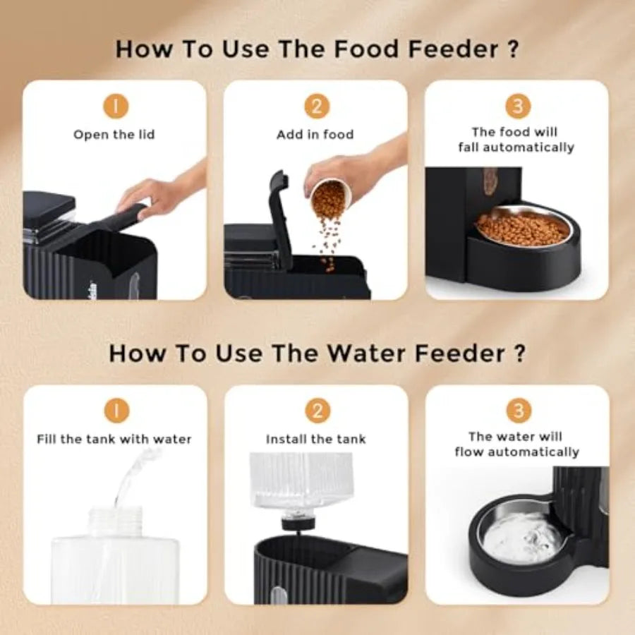 Gravity Cat Feeder And Water Dispenser With Stainless Steel Bowls