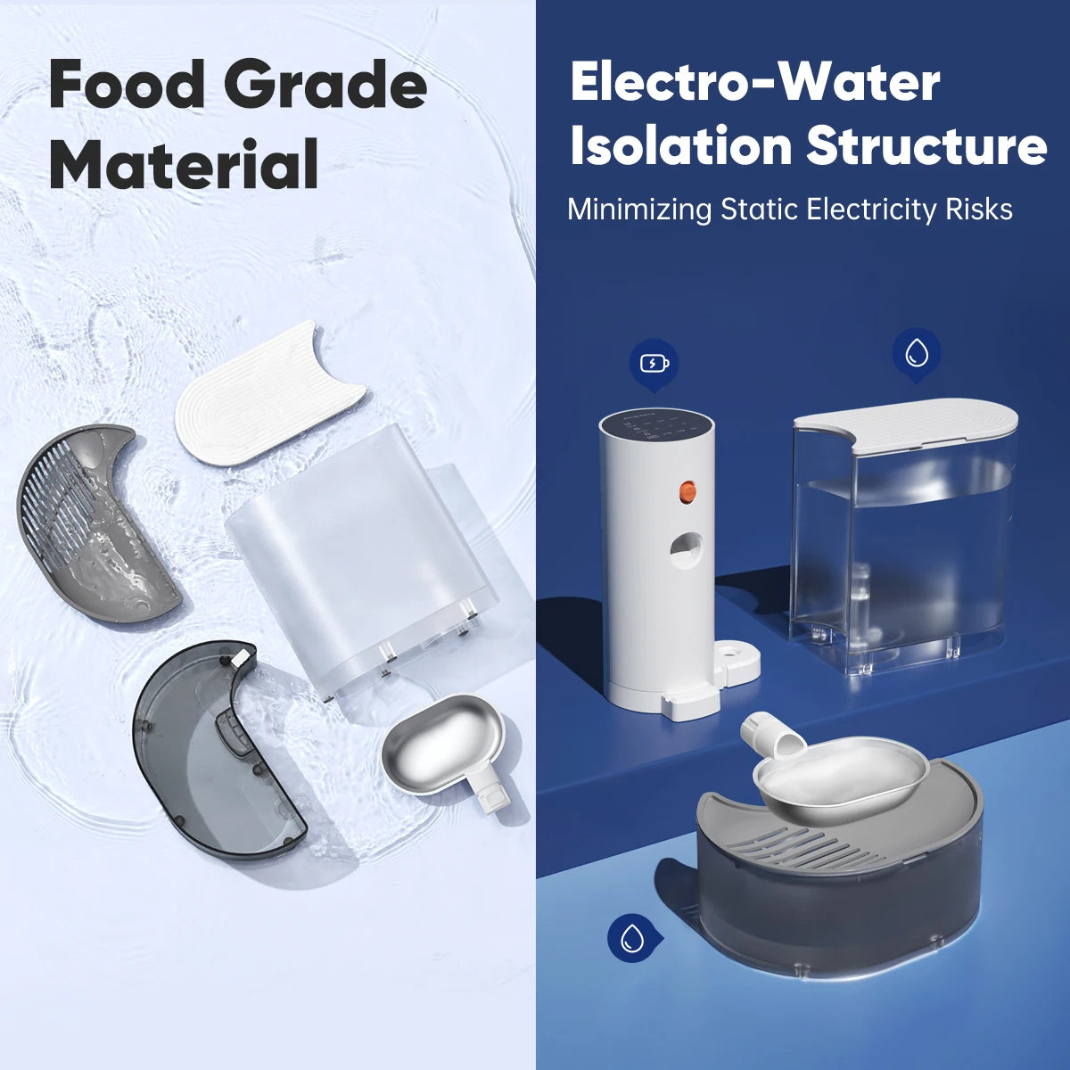 Booteely Stainless Steel Wireless Pet Water Dispenser With Purification