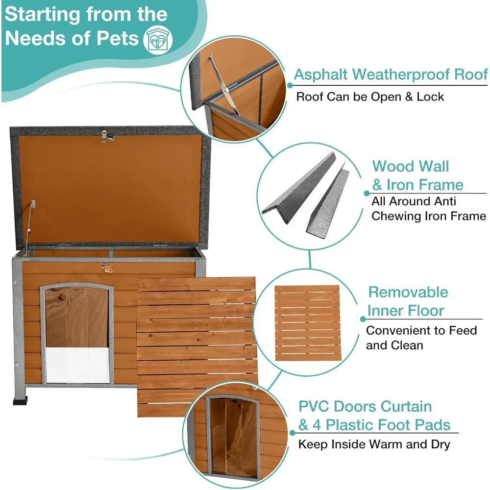 Outdoor Heated Dog House With Anti Chew Frame Insulated Shelter