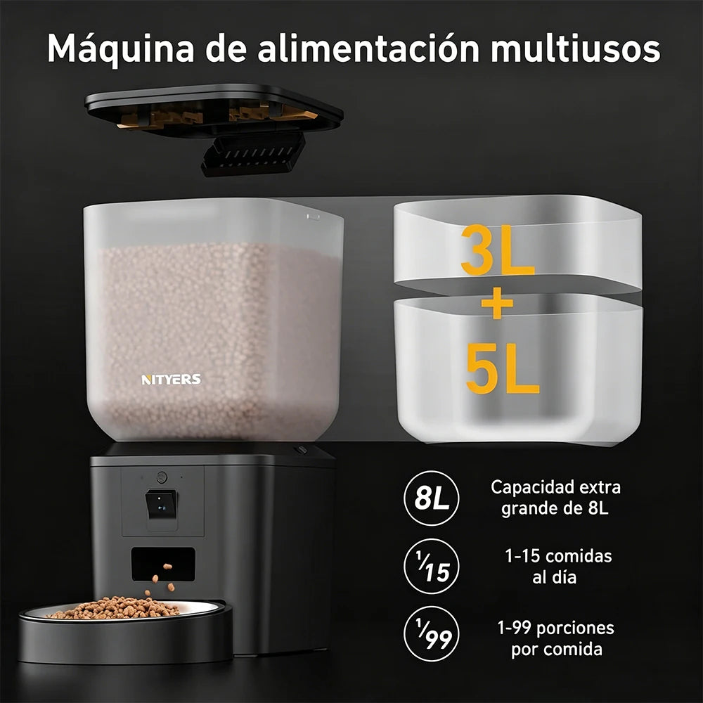 Nityers Automatic Cat Feeder With 1080P Camera And 5G WiFi