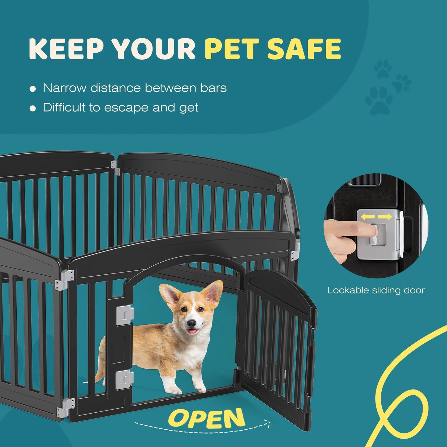 JHK Plastic Dog Playpen 6 Panel Expandable Portable Fence