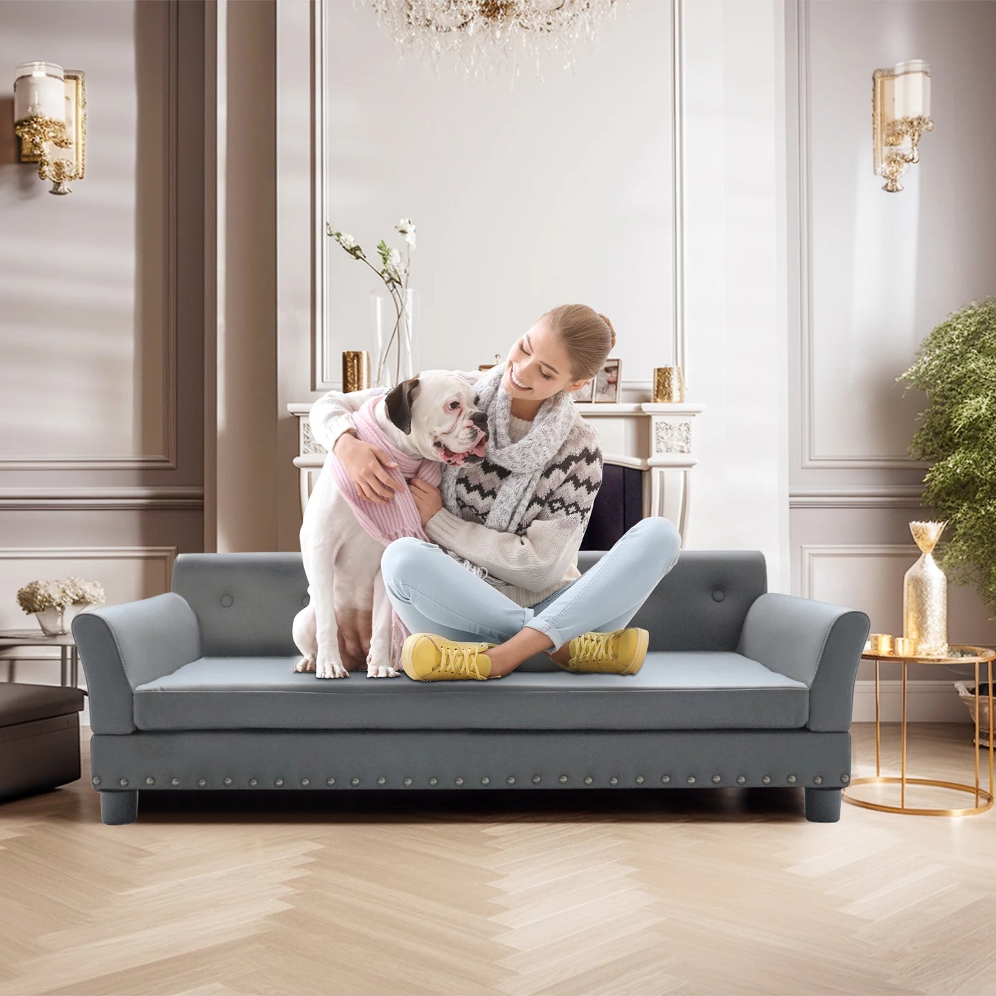 BINGOPAW Elevated Rectangle Dog Sofa Bed Durable Pet Couch