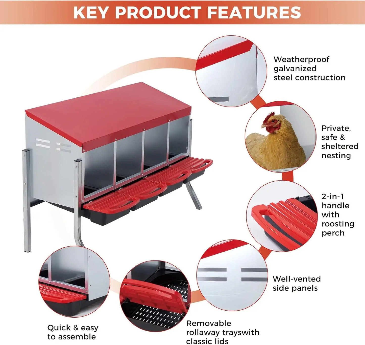 TWISTER.CK Automatic Roll-Out Metal Nesting Box Waterproof Steel Lay Coop