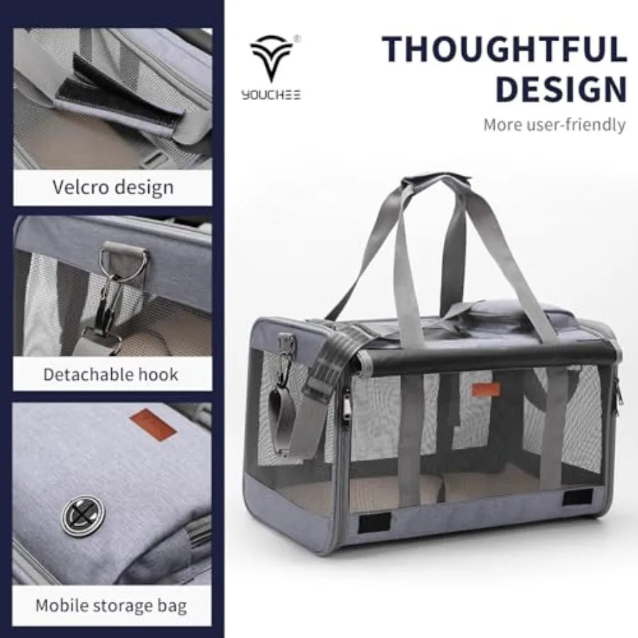 Soft Sided Collapsible Pet Carrier For Cats And Dogs
