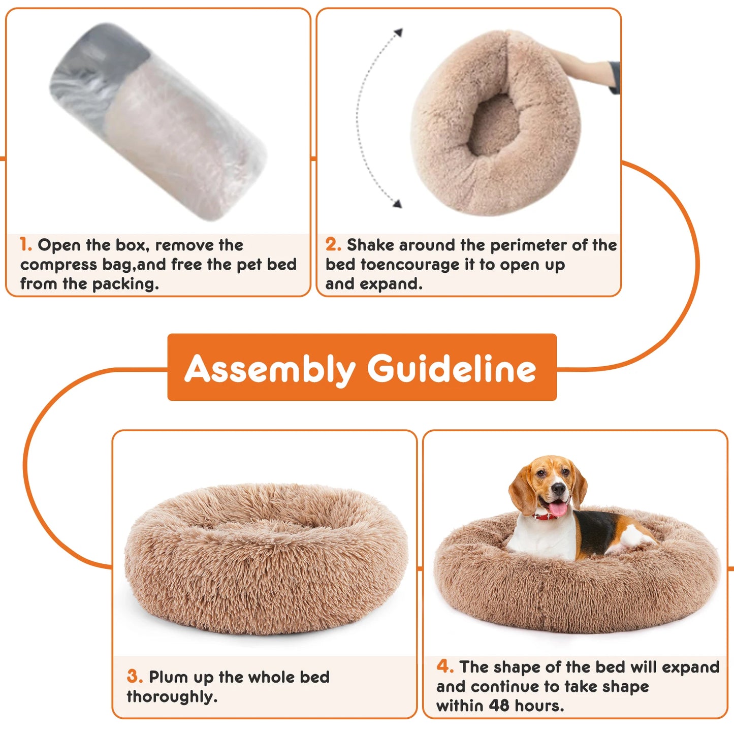 JHK Calming Dog Bed Washable Plush Faux Fur Non Slip