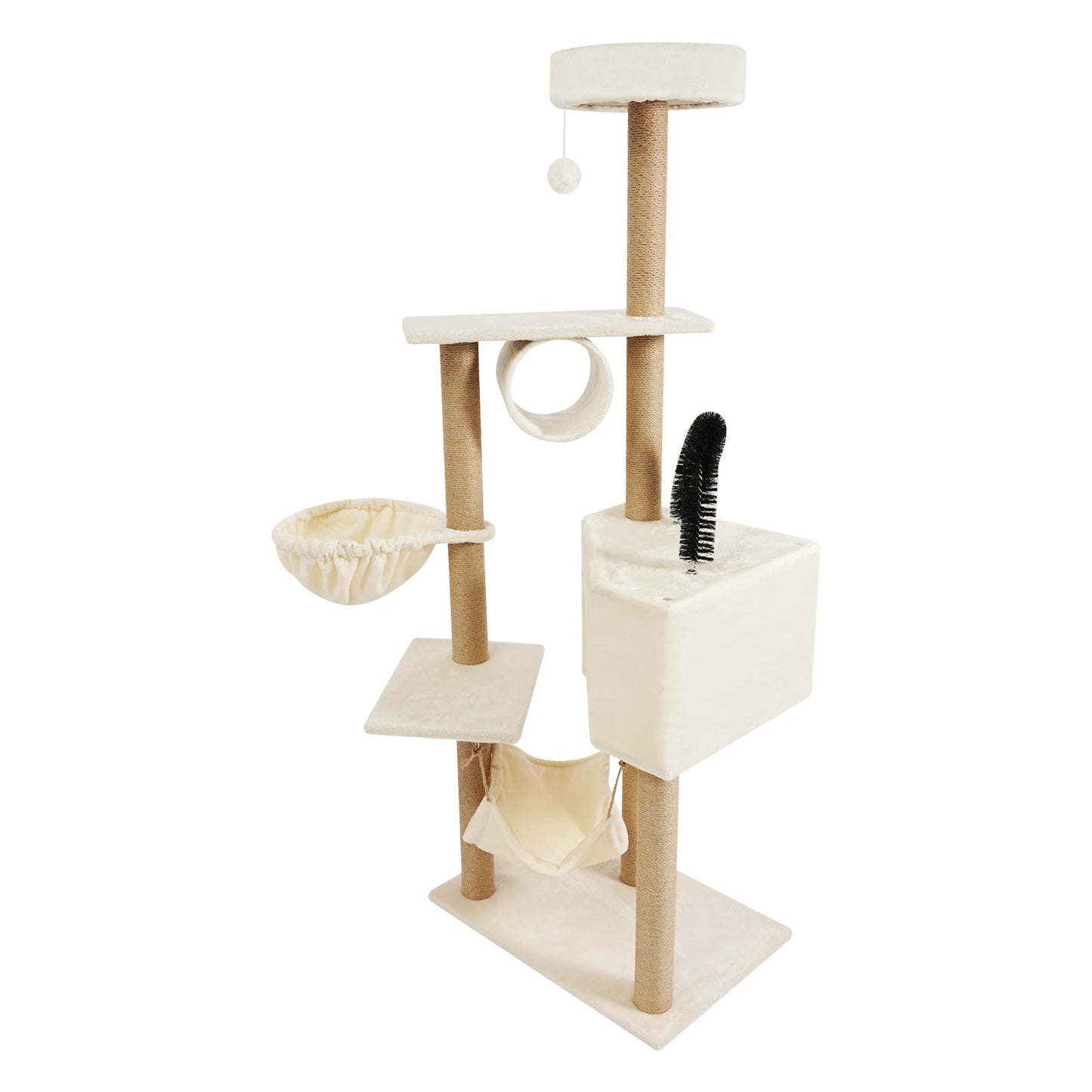 Indoor Cat Tower With Cave Hammock And Jump Platforms
