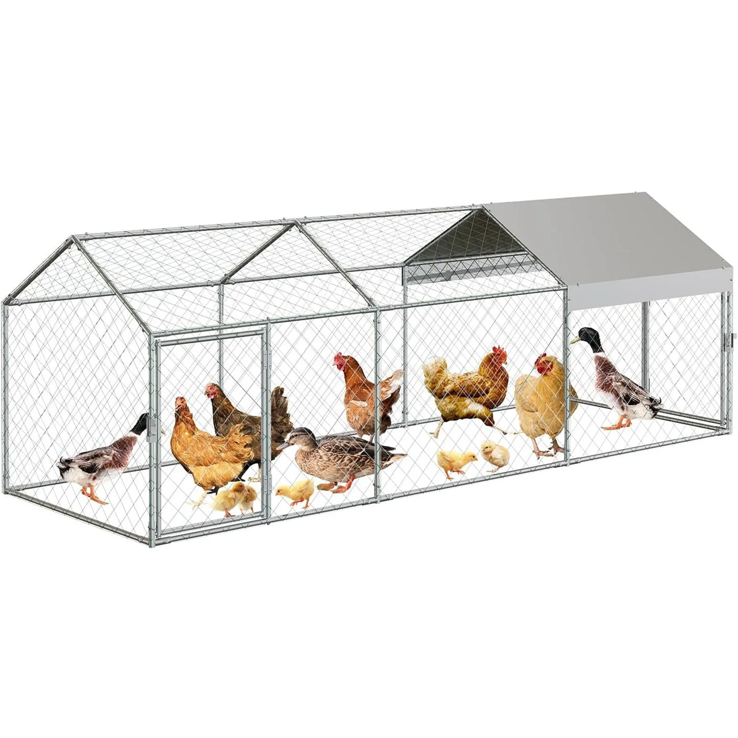 Himiss Portable Metal Chicken Coop And Run With Waterproof Cover