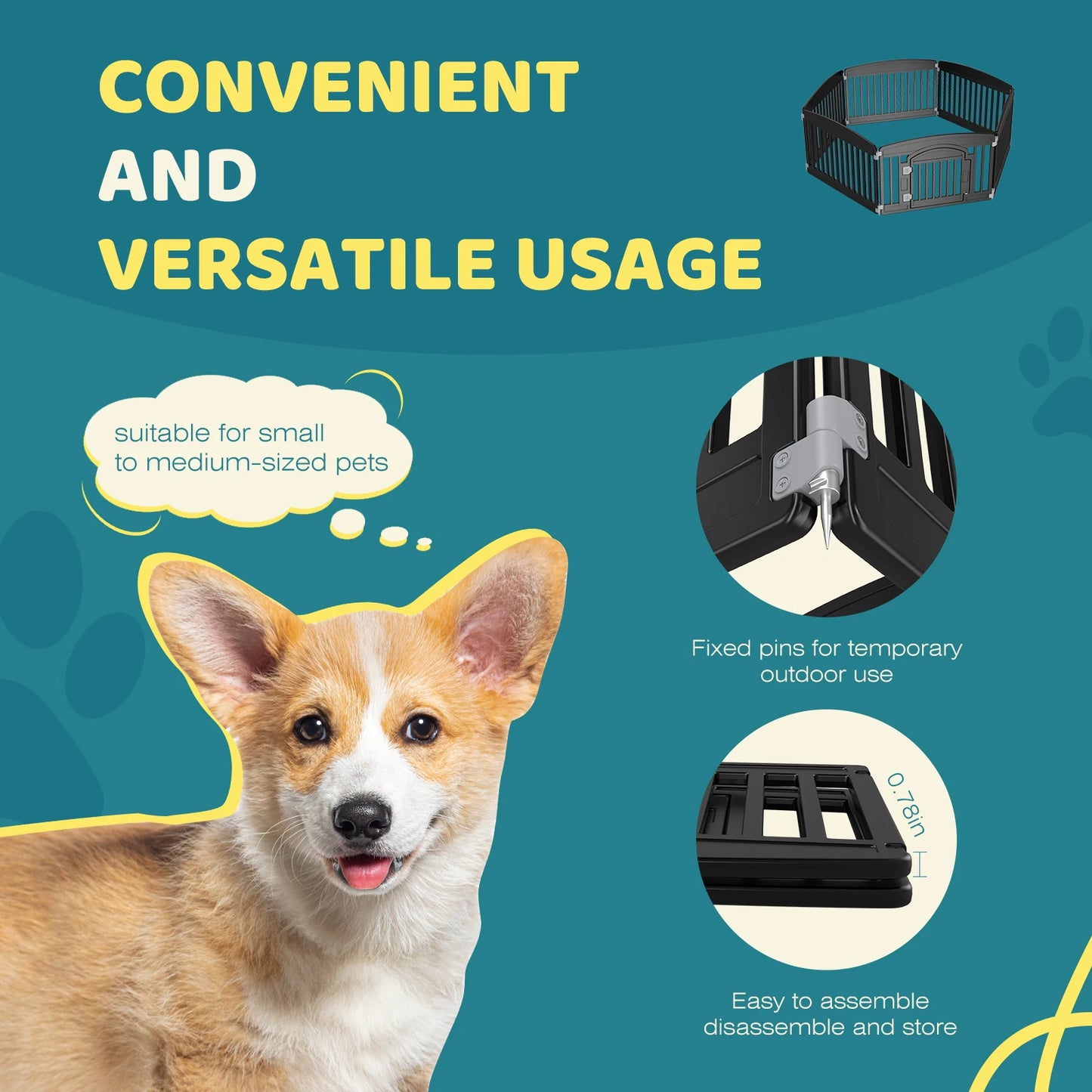 JHK Plastic Dog Playpen 6 Panel Expandable Portable Fence