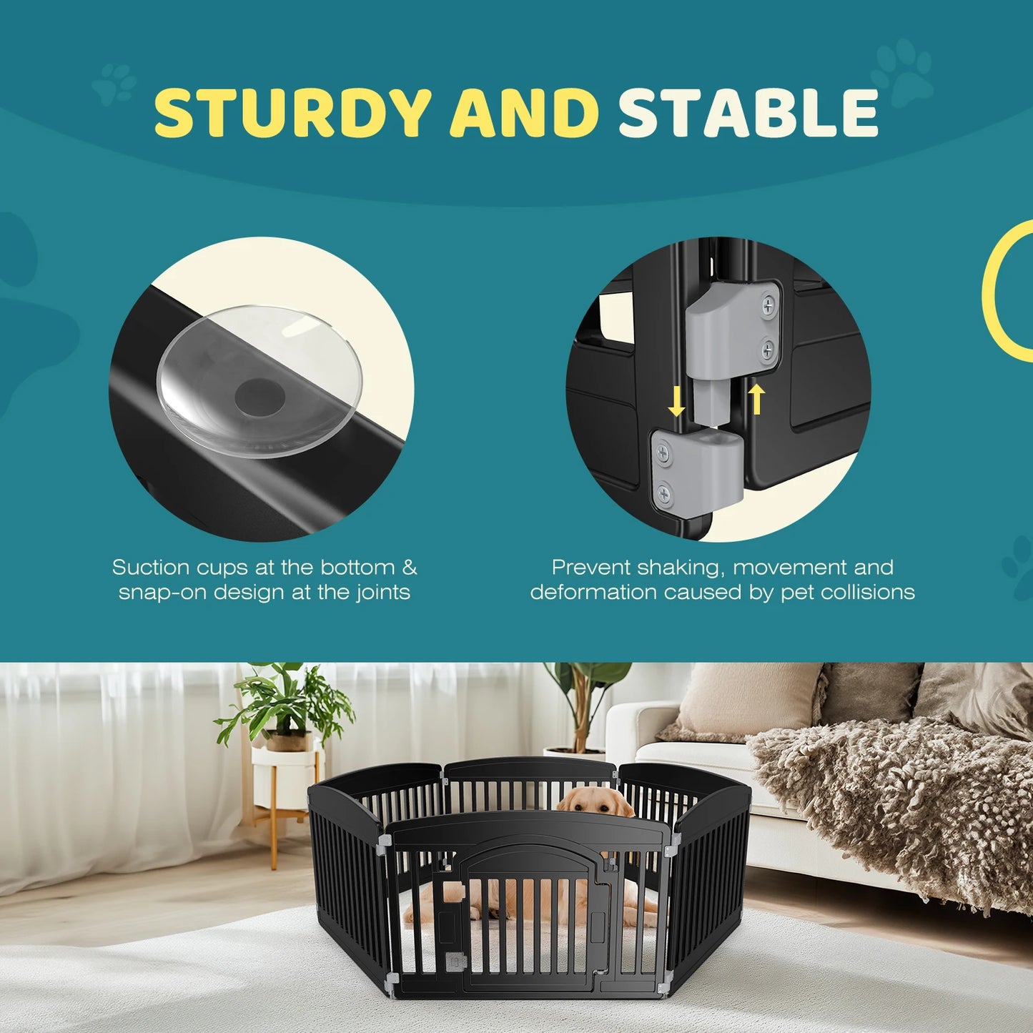 JHK Plastic Dog Playpen 6 Panel Expandable Portable Fence