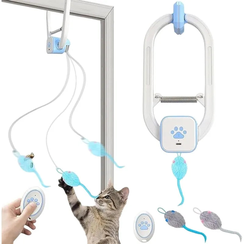 Self Playing Cat Toy Automatic Retractable Door Teaser Indoor Cats