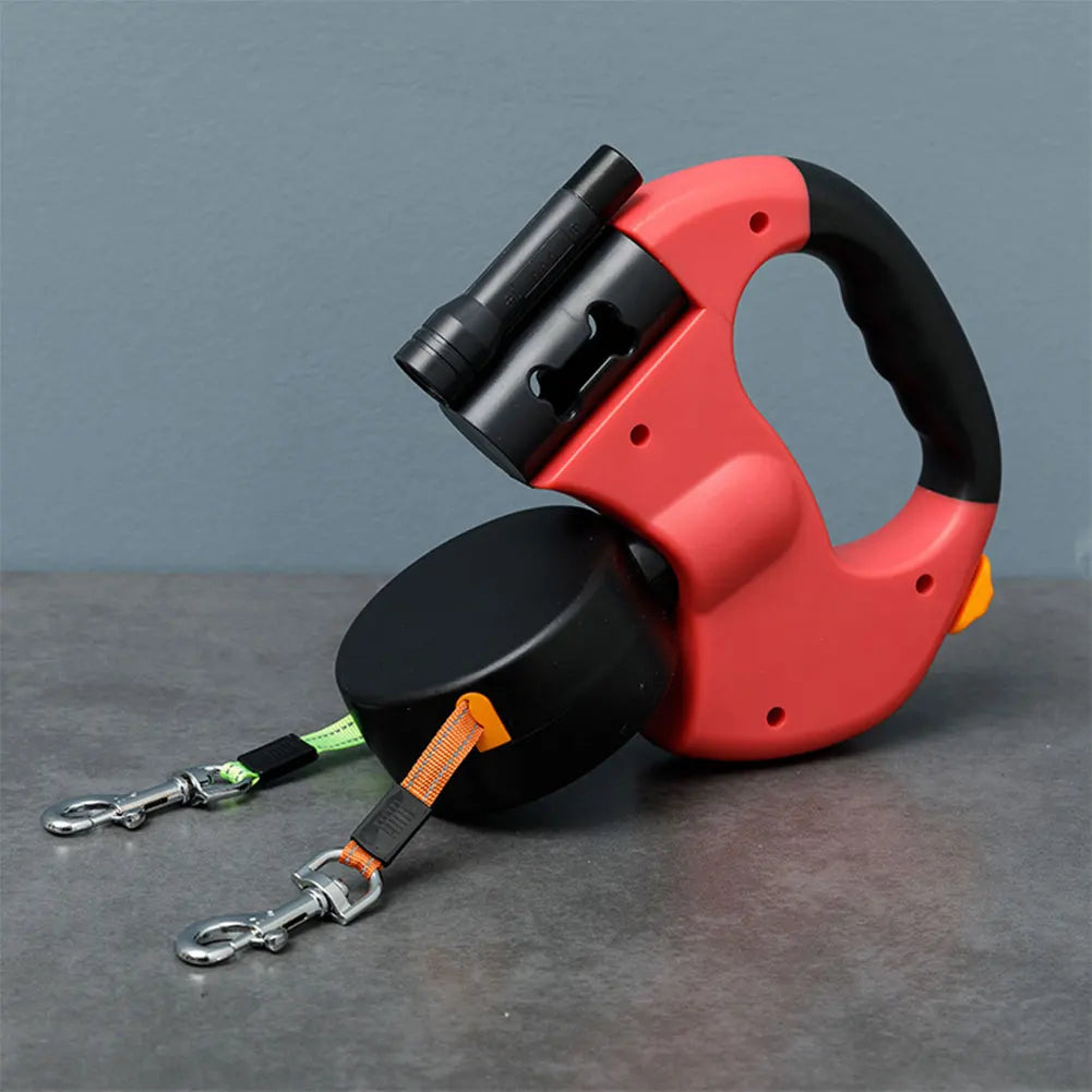 alloet Double Headed Traction Rope Dog Leash With LED Light