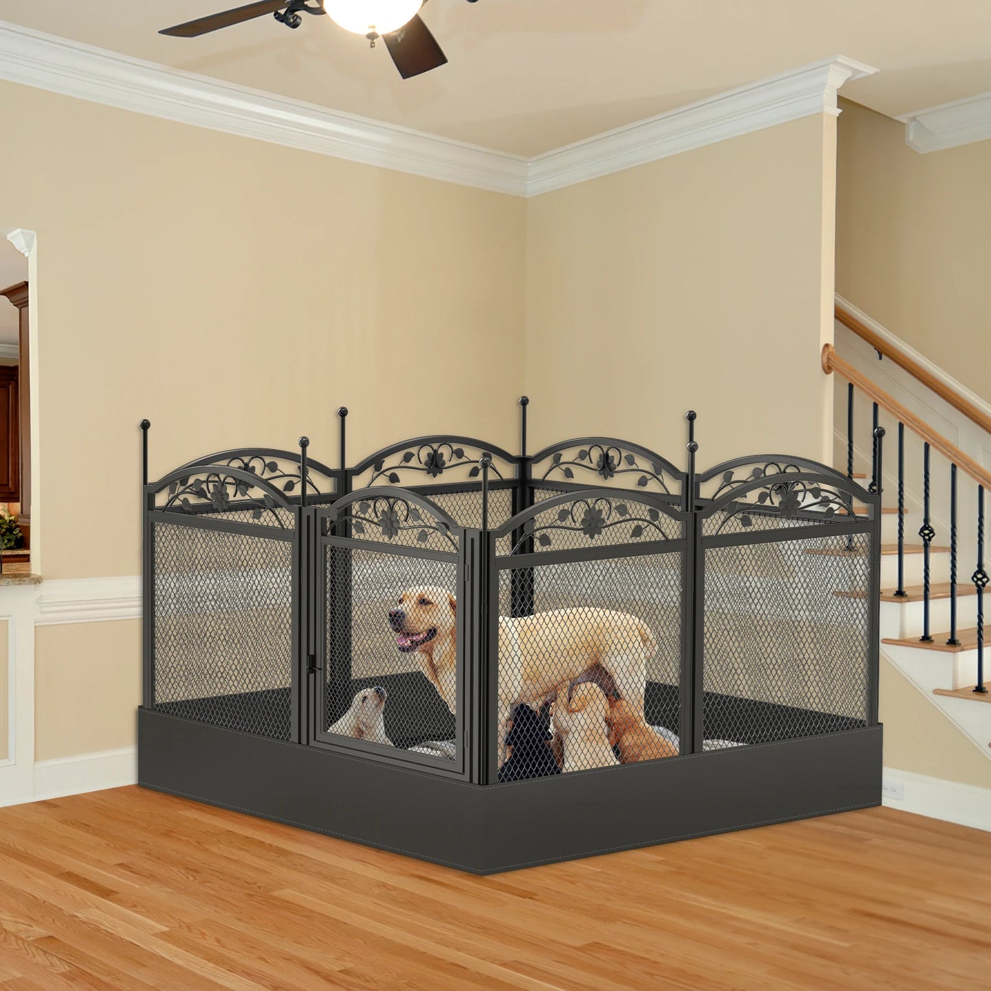 BINGOPAW Heavy Duty Dog Playpen Outdoor Indoor With Waterproof Pad