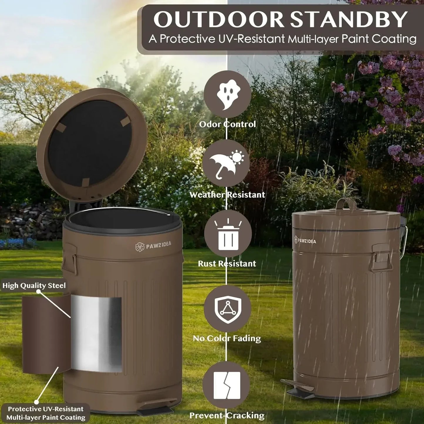 Dog Poop Trash Can Outdoor Odor Control With Carbon Filter