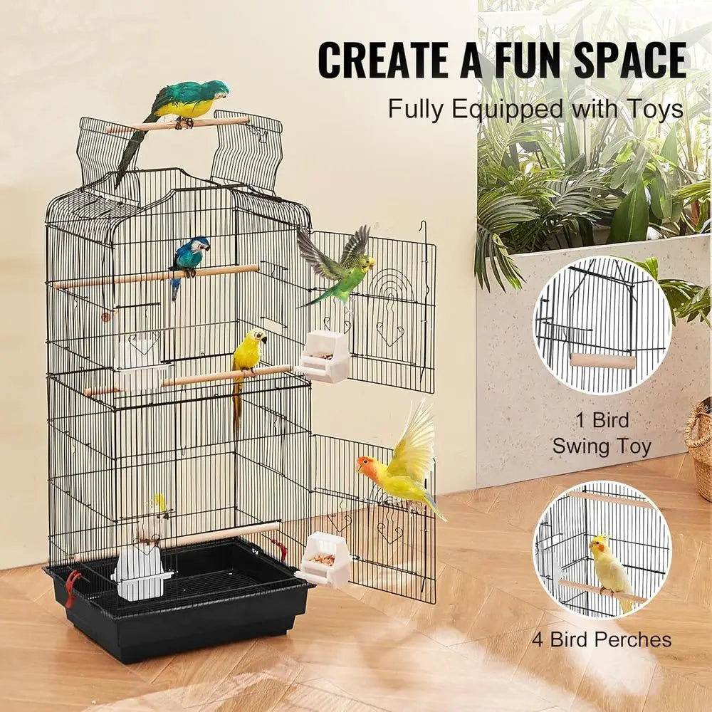 Open Top Bird Cage For Parrots And Small Birds Swing