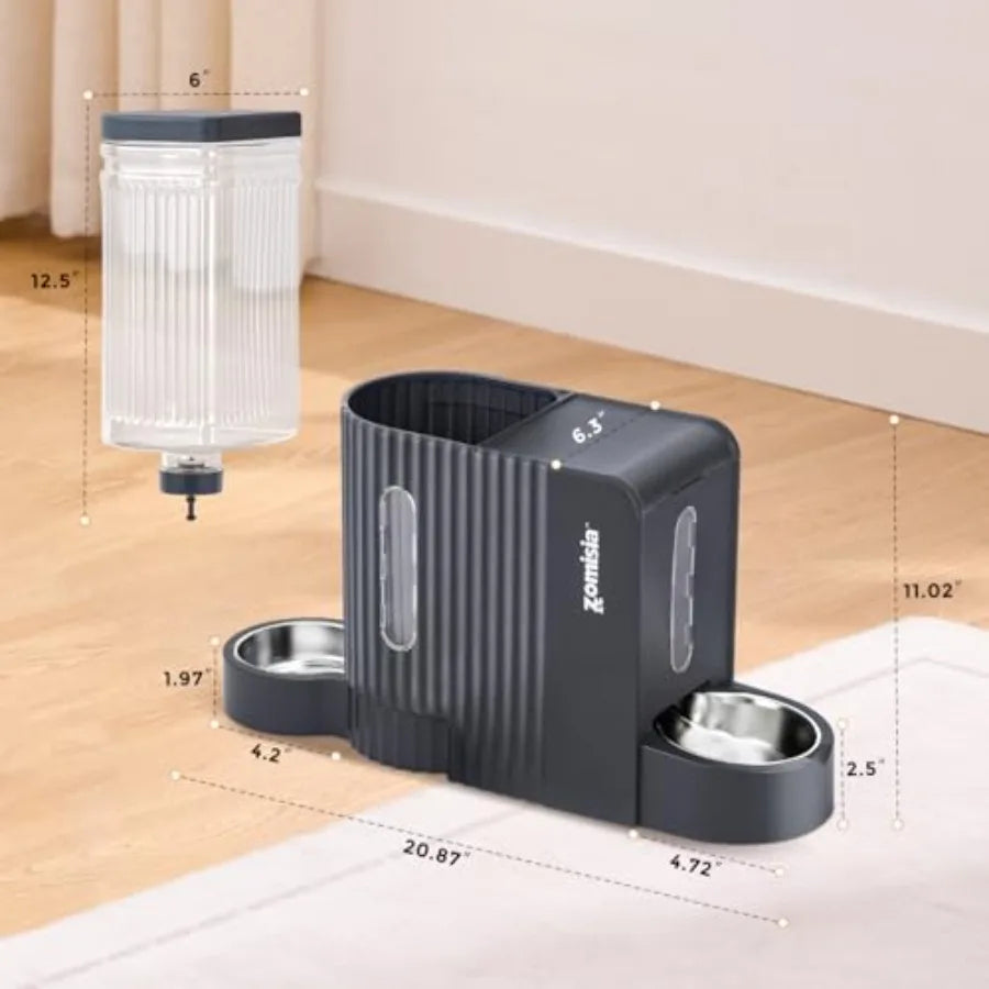 Gravity Cat Feeder And Water Dispenser With Stainless Steel Bowls