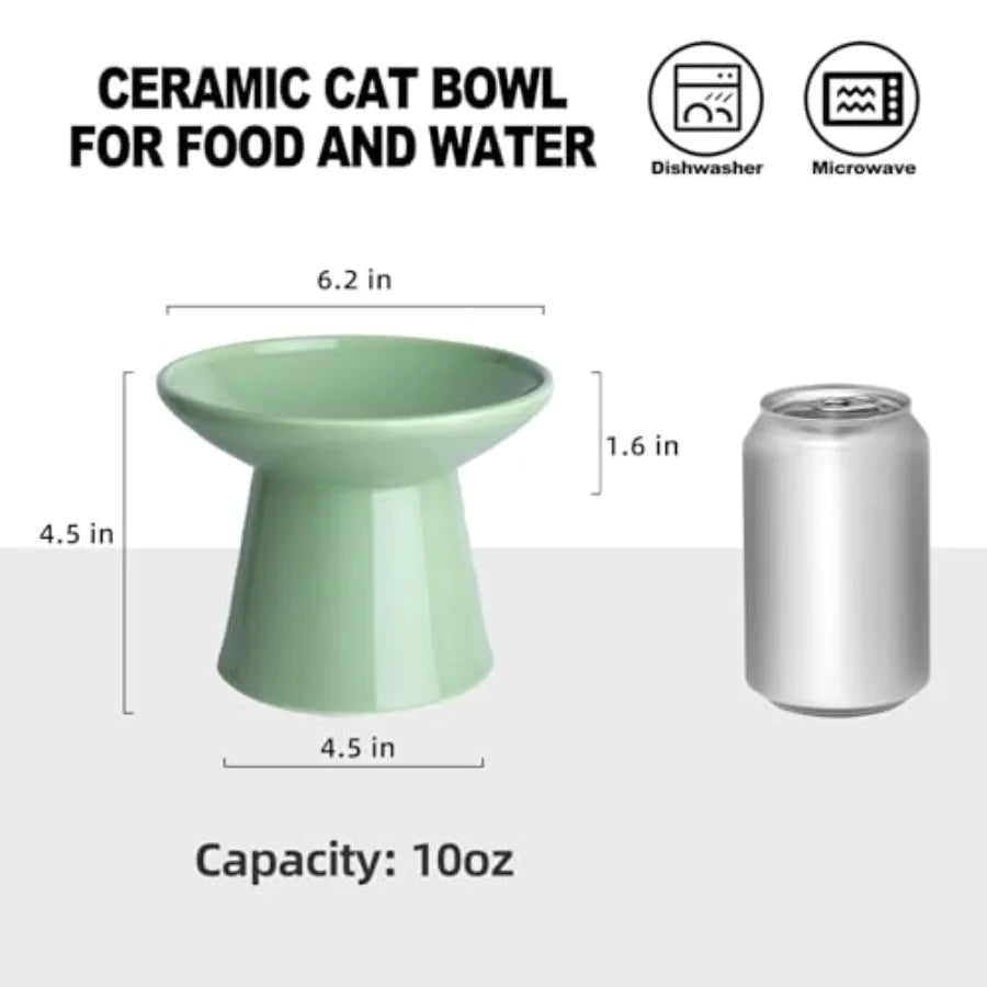 Elevated Ceramic Cat Bowls Set for Cats and Small Dogs