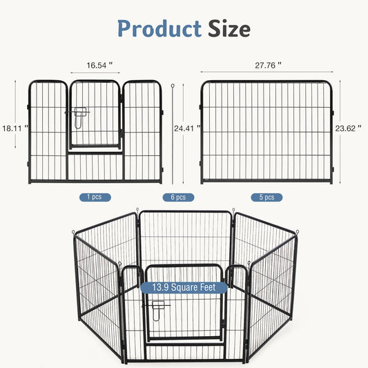 JHK 6 Panels Metal Dog Playpen Fence For Outdoor Use