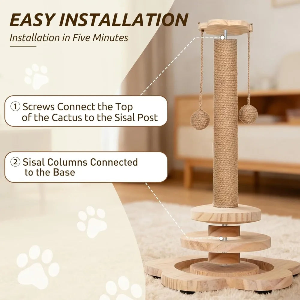 COBASPORT Cat Scratching Post With 2 Tier Ball Track Teaser